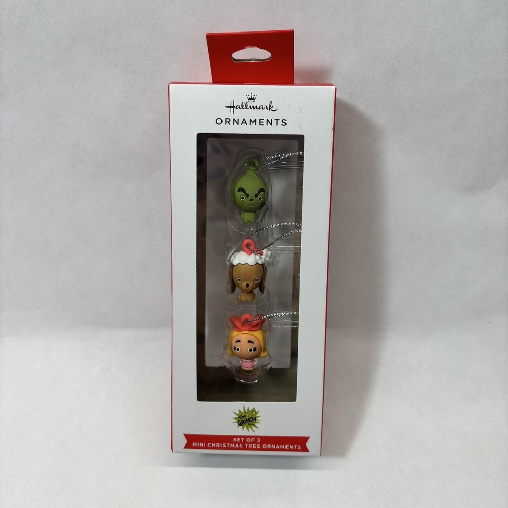 NEW Hallmark THE GRINCH Mini Christmas Ornament Set of 3 CINDY GRINCH MAX